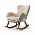 Silla mecedora de tela verde con base de madera