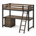 Conjunto de Mesa Alta y 4 Taburetes de Madera y Metal