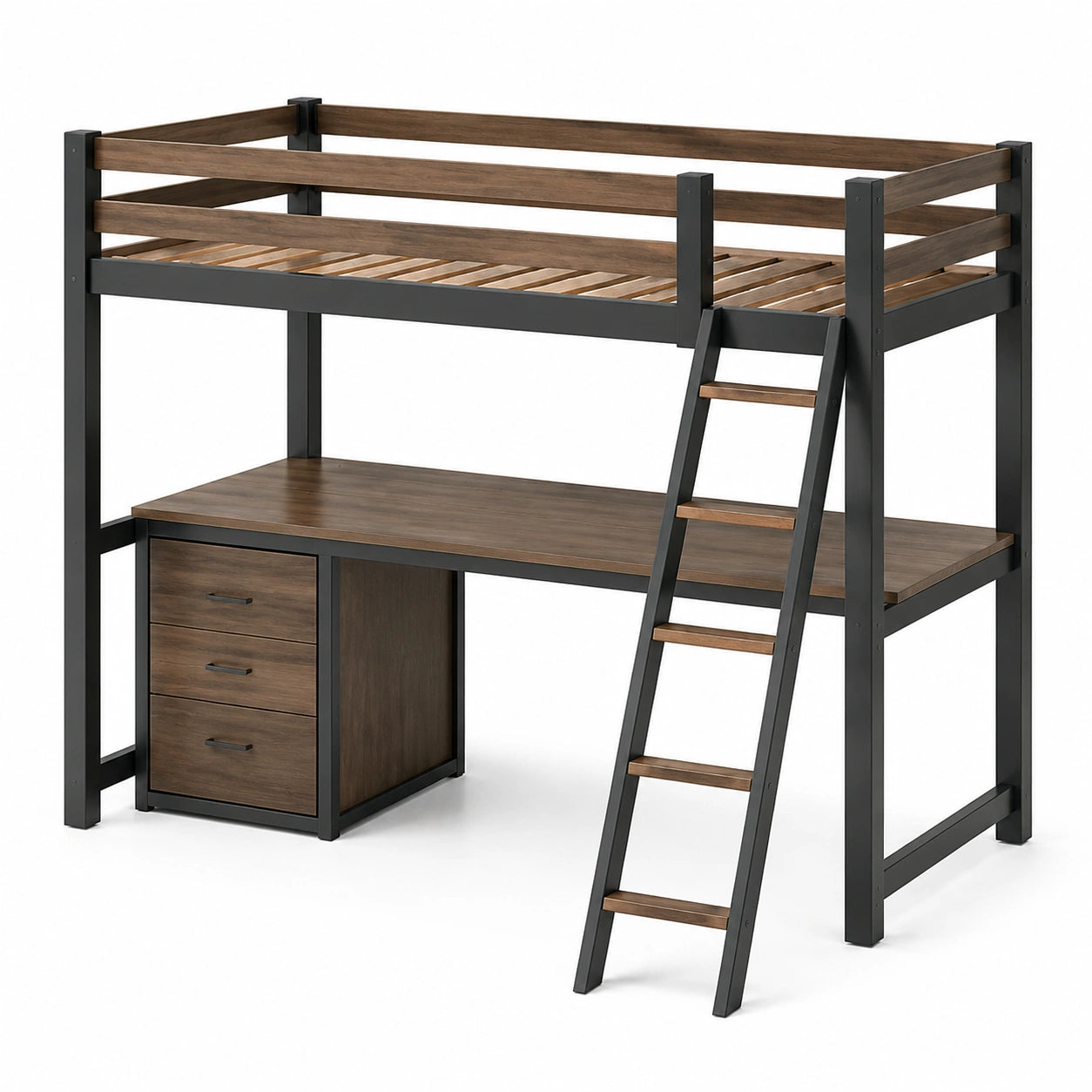 Conjunto de Mesa Alta y 4 Taburetes de Madera y Metal