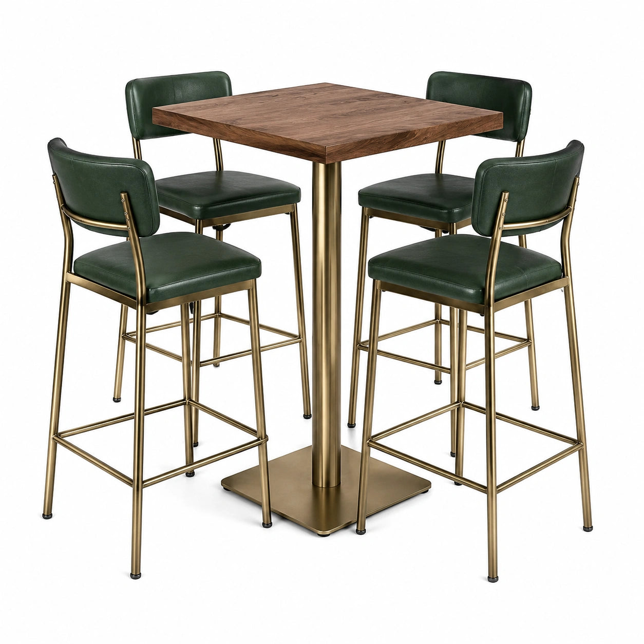 Conjunto de Mesa y Sillas Altas de Madera y Metal