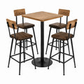 Juego de mesa alta cuadrada y 4 taburetes de madera y metal