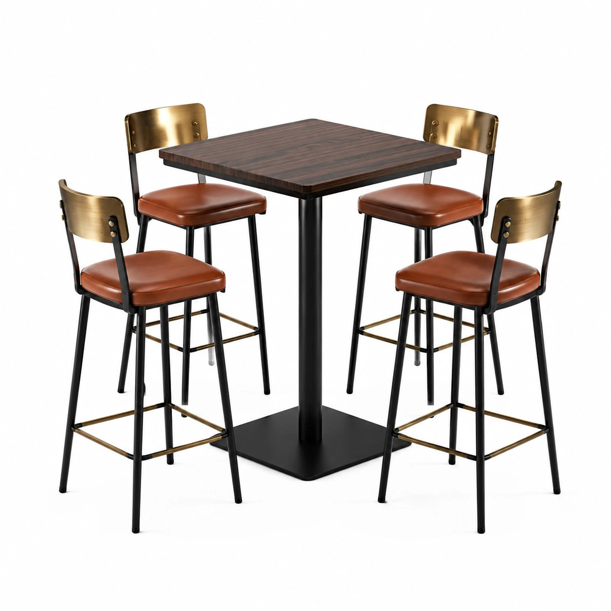 Conjunto de Muebles de Madera y Cuerda Negra para Exterior