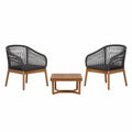 Conjunto de jardín con sillones de aluminio y mesa de acacia