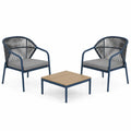 Conjunto de muebles de jardín con mesa de centro cuadrada cemento y sillas de aluminio y cuerda verde
