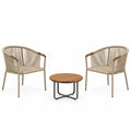 Conjunto de Muebles de Metal y Madera, Marrón, 2 Sillas y Mesa