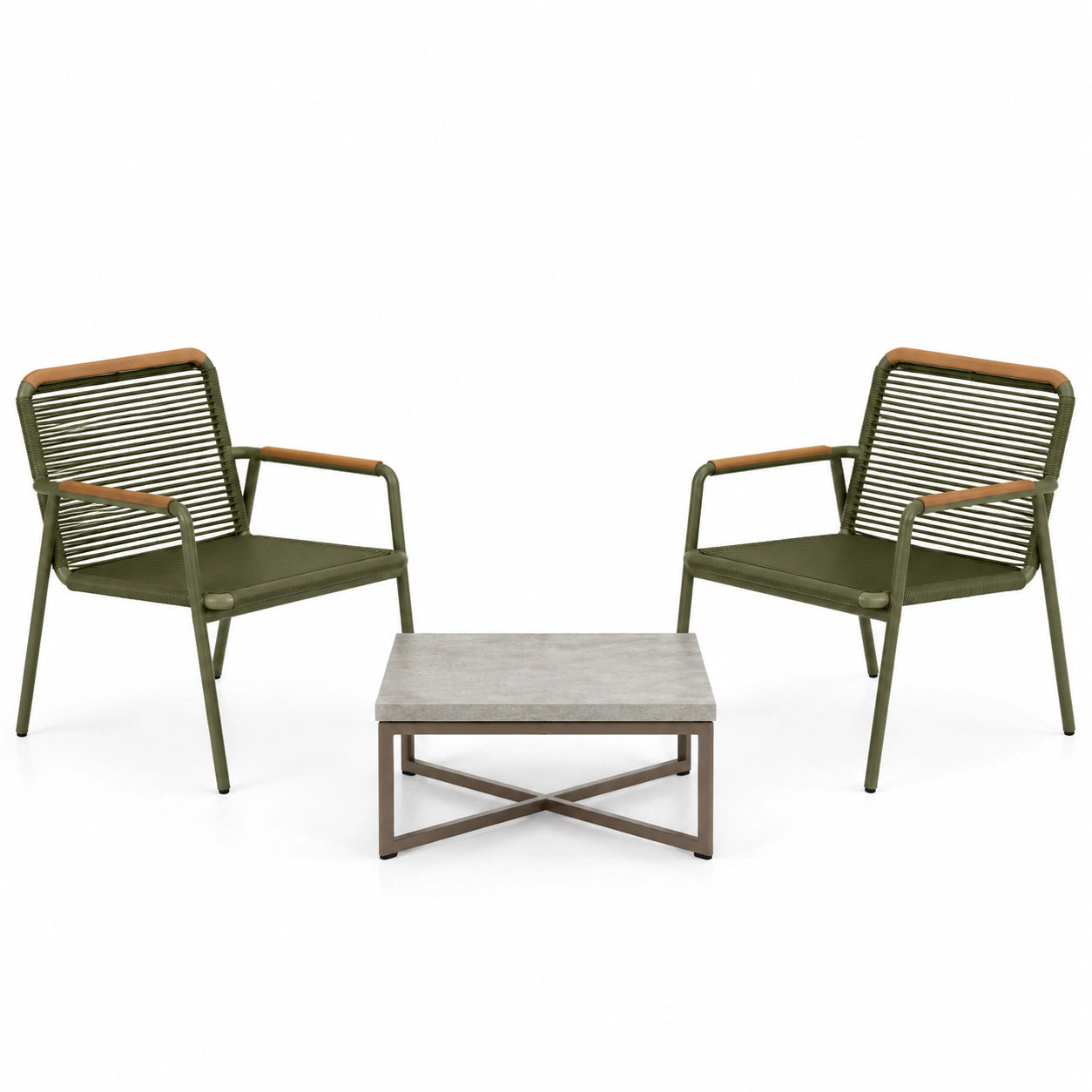 Conjunto de Muebles de Jardín con Sillas de Cuerda Azul y Mesa de Centro de Madera