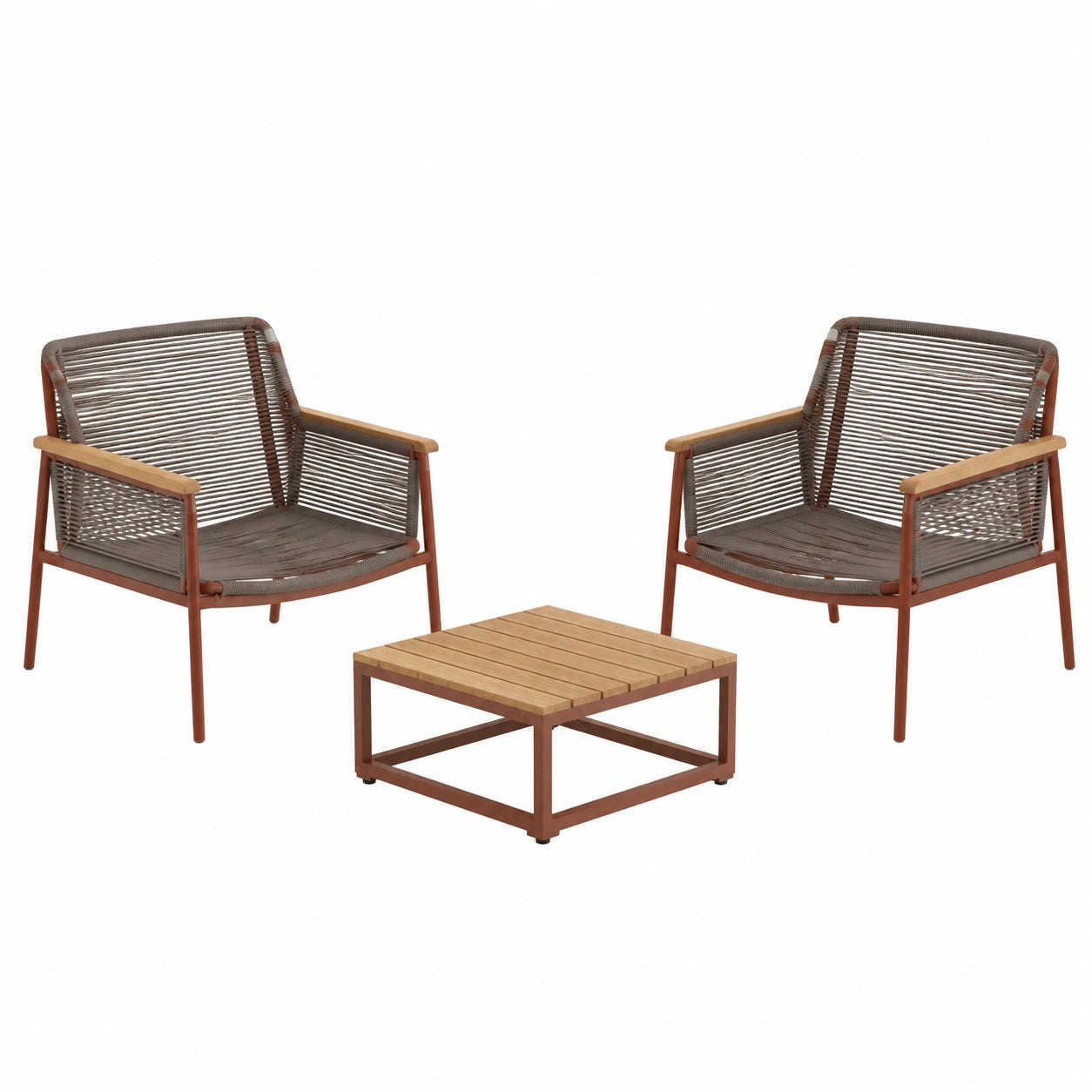 Conjunto de Sillones y Mesa de Jardín de Aluminio y Cuerda