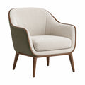 Silla de Tela Beige con Estructura de Madera de Nogal