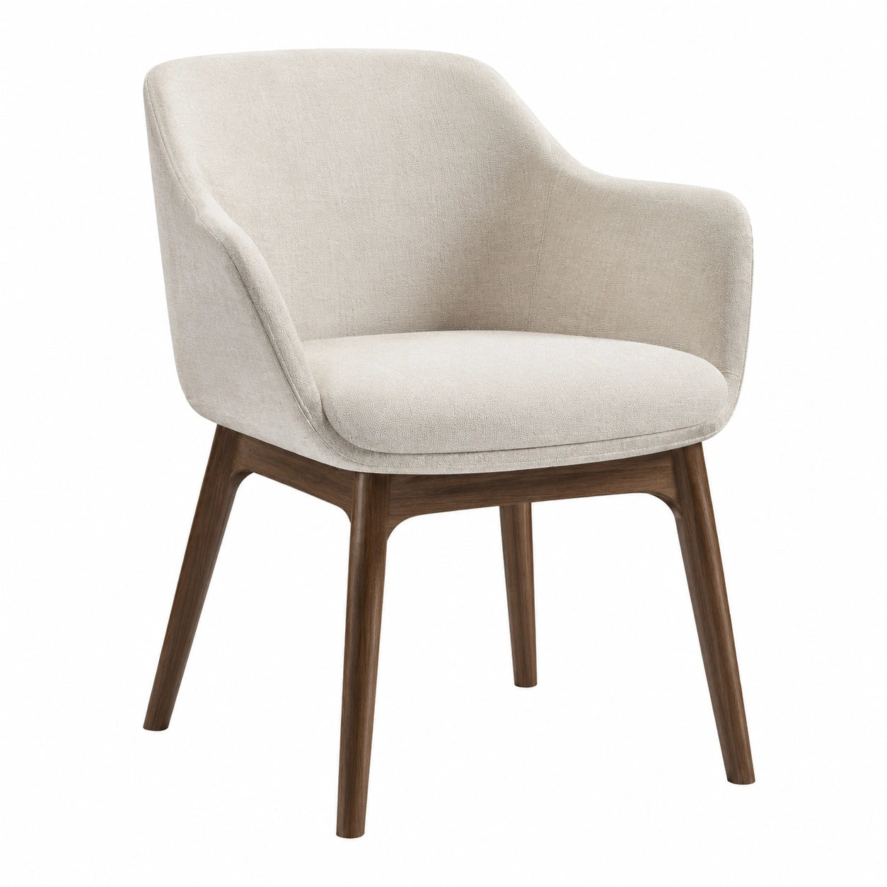 Sillón de Tela Beige y Cuero Sintético Marrón con Patas de Madera
