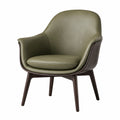 Sillón de Tela y Cuero Sintético con Patas de Madera