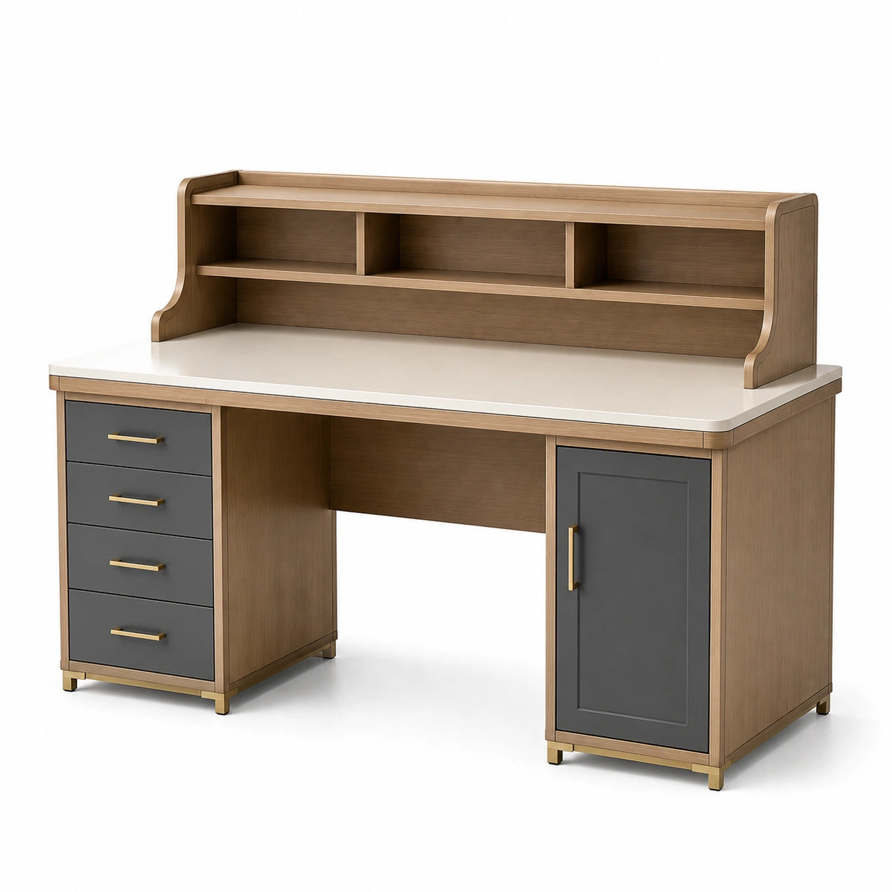 Escritorio de MDF con Cajones y Estantes 145x60x88 cm