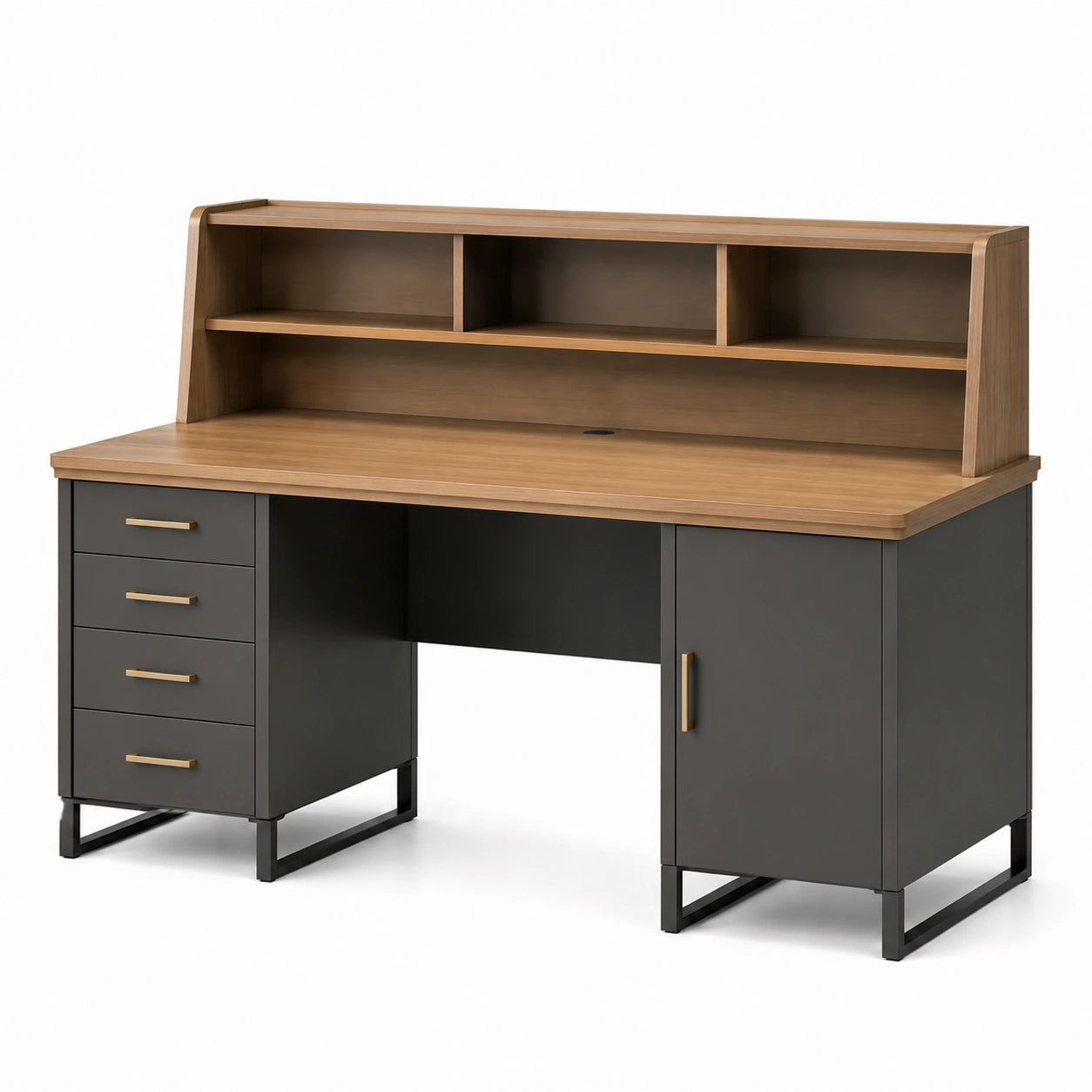 Escritorio de aglomerado con almacenamiento de madera y beige 120cm x 50cm x 75cm