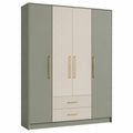 Armario de Madera con Puertas y Cajones Gris y Crema