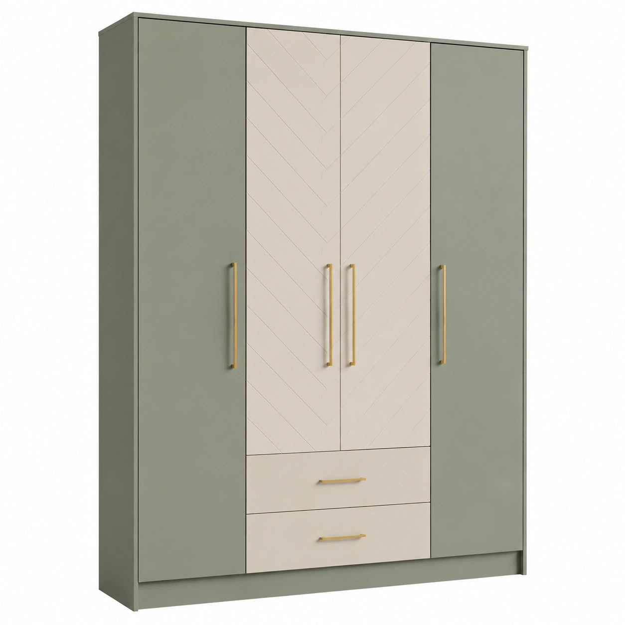 Armario de Madera con Puertas y Cajones Gris y Crema