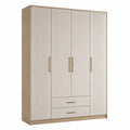 Armario de MDF con 4 Puertas y 2 Cajones Beige 180x200x60 cm