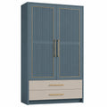 Armario de MDF con Puertas y Cajones Azul/Beige