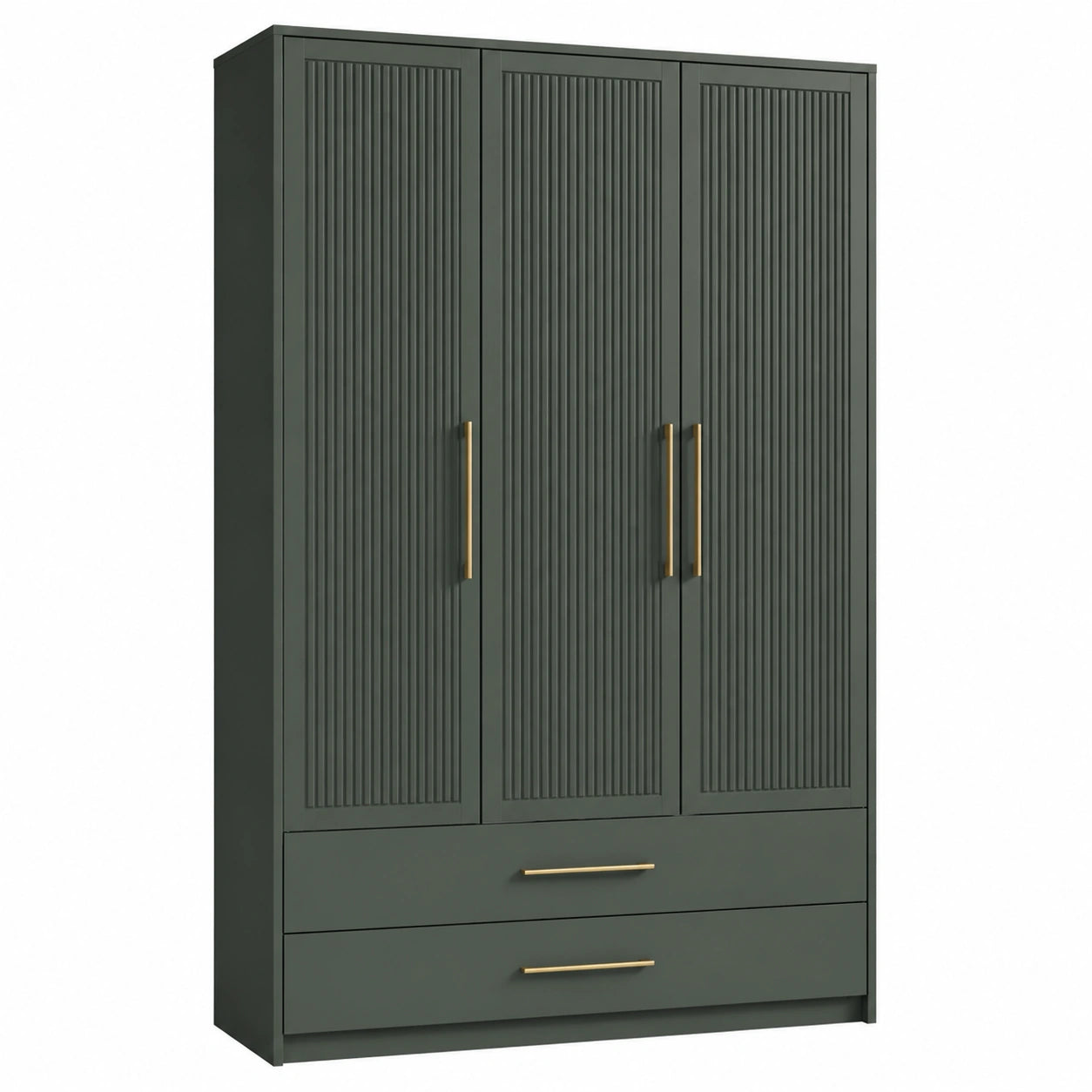Armario de Madera con 3 Puertas y Cajones Verde Oscuro 180cm x 120cm x 50cm