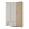 Armario de MDF y Metal con 4 Puertas y Cajones, 200x120x60 cm