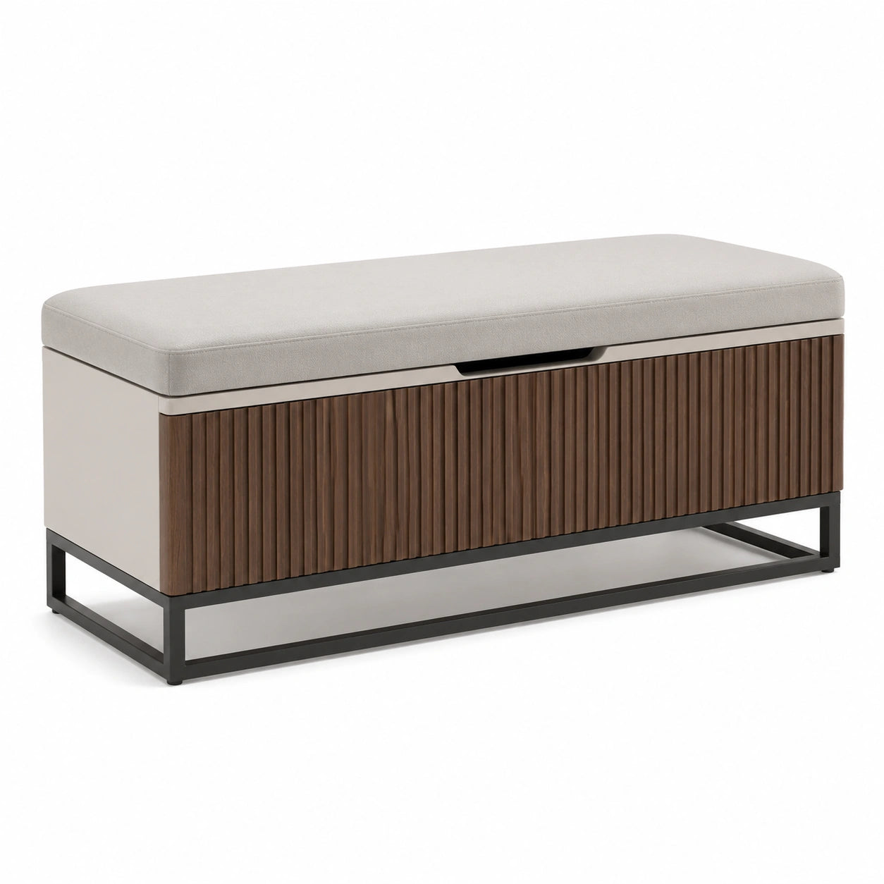 Banco de almacenamiento con cojín de poliéster verde y madera MDF, 110 cm