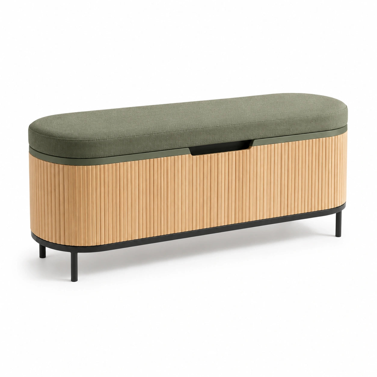 Banco de almacenamiento de MDF y metal con asiento de poliéster 120x40x45 cm